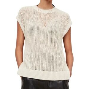 ALLSAINTS Zadie Tank Open Knit Sleeveless Sweater Top Metallic Thread Size Small
